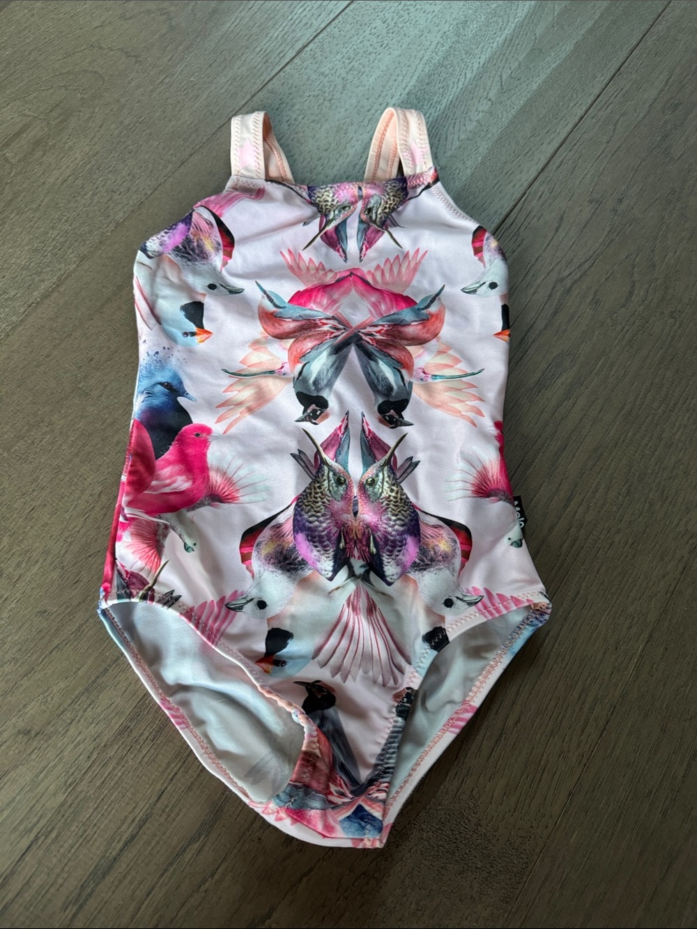 Molo Girls Pink Multi-Bird Print One-Piece Swimsuit